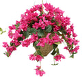 Fucshia Faux Bougainvillea in Seagrass Hanging Basket