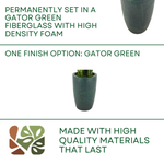 Faux variegated snake plant in gator green planter against a white background, featuring product options, by House of Silk Flowers.