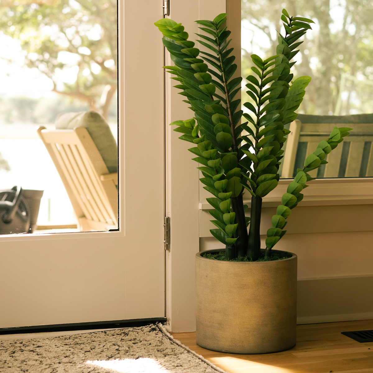 39" ZZ Plant in Cement Gray Ceramic