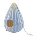 Reactive Blue 10in Teardrop Ruffled Ceramic Birdhouse