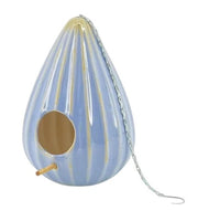 Reactive Blue 10in Teardrop Ruffled Ceramic Birdhouse