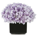 8" Purple Hydrangea in Glossy Black Ceramic