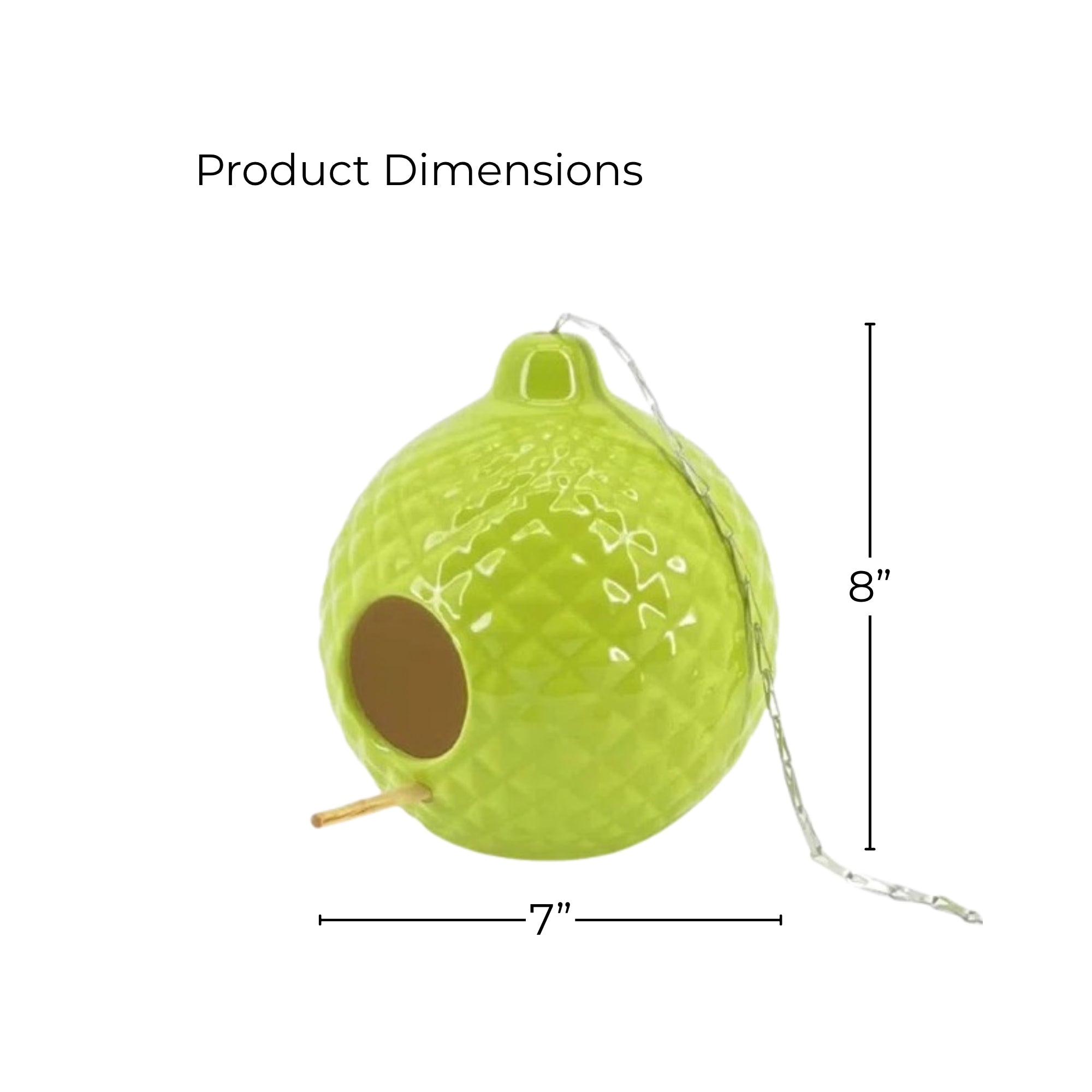Avocado Round Quilted Ceramic Birdhouse