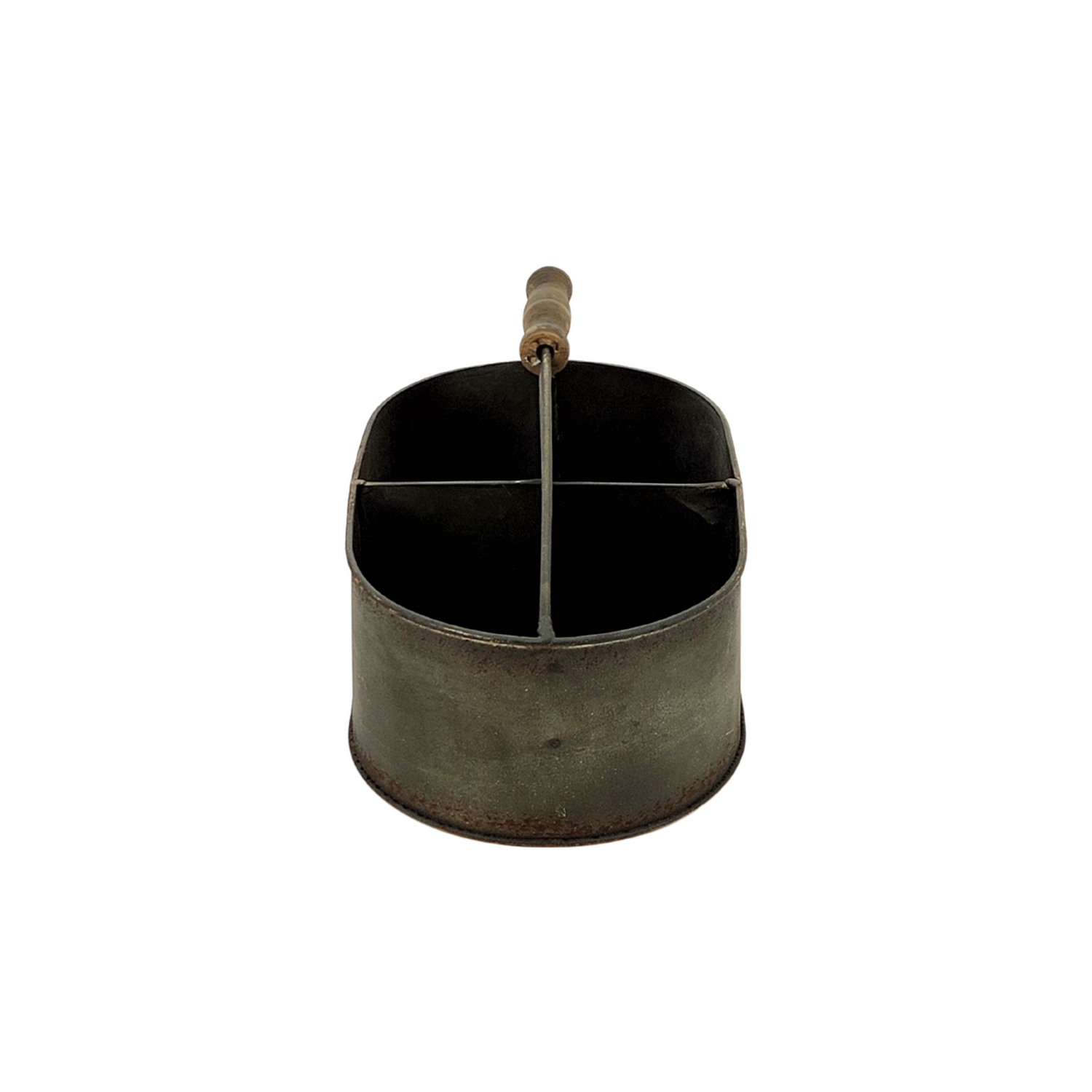 Rustic Oval Metal Planter – 10.5” With Handle