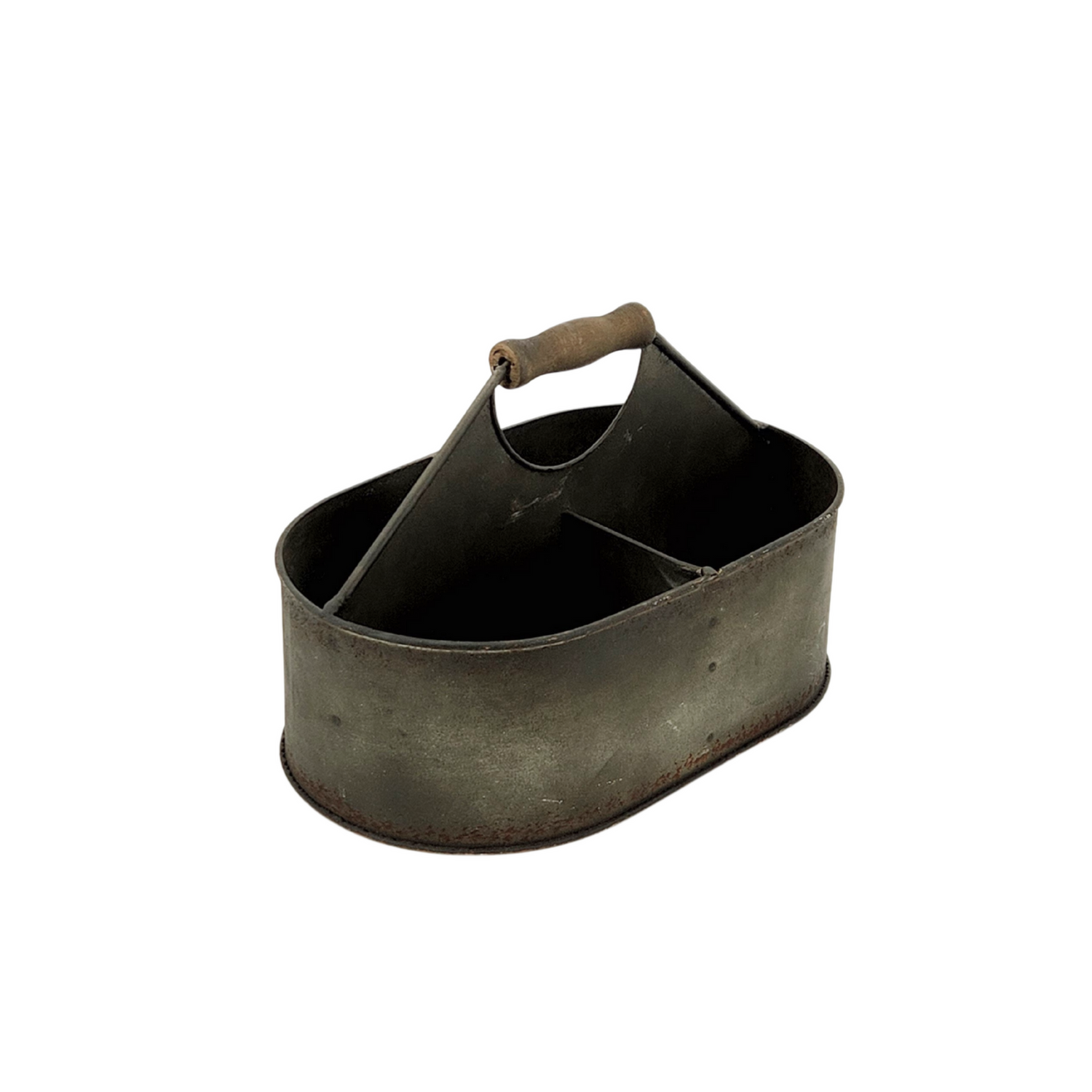 Rustic Oval Metal Planter – 10.5” With Handle