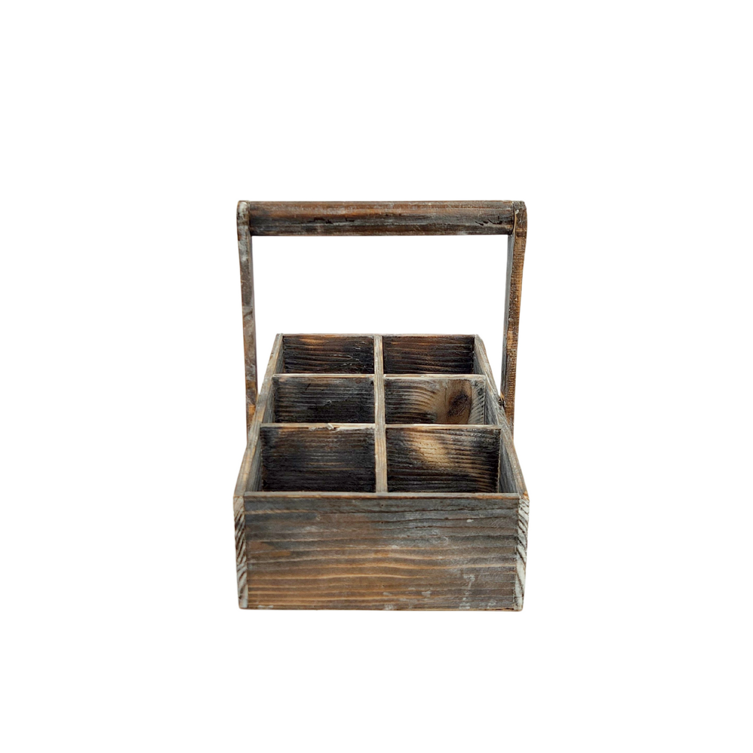 Rustic Six-Slot Wooden Planter – 14” with Handle