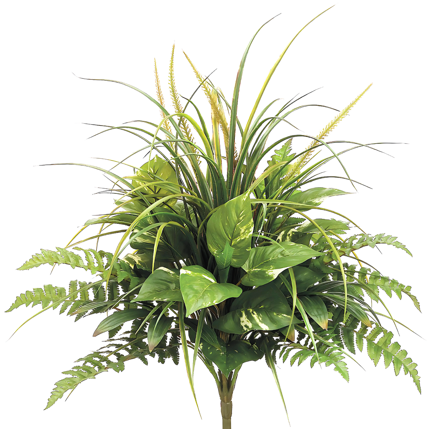 Faux mixed greenery bush without planter, on a white background, by House of Silk Flowers.