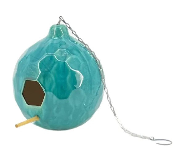 Emerald Round Honeycomb Ceramic Birdhouse
