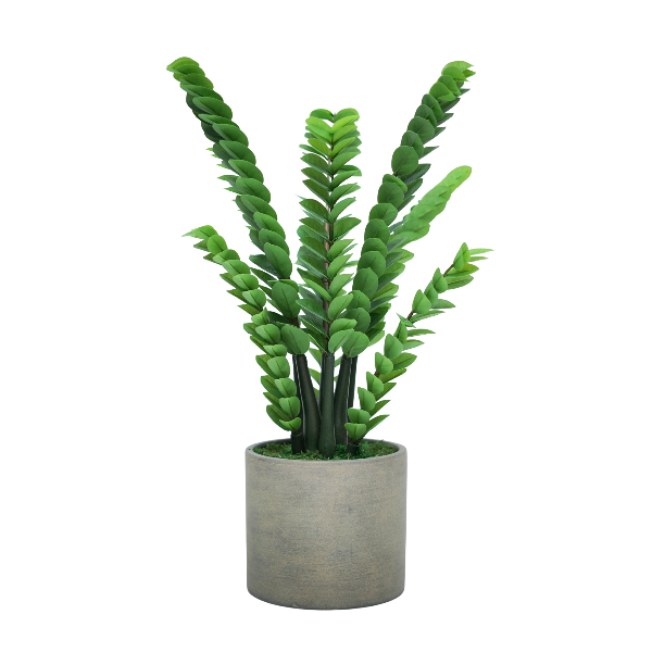 39" ZZ Plant in Cement Gray Ceramic