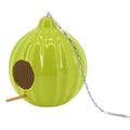 Avocado Round Ruffled Ceramic Birdhouse