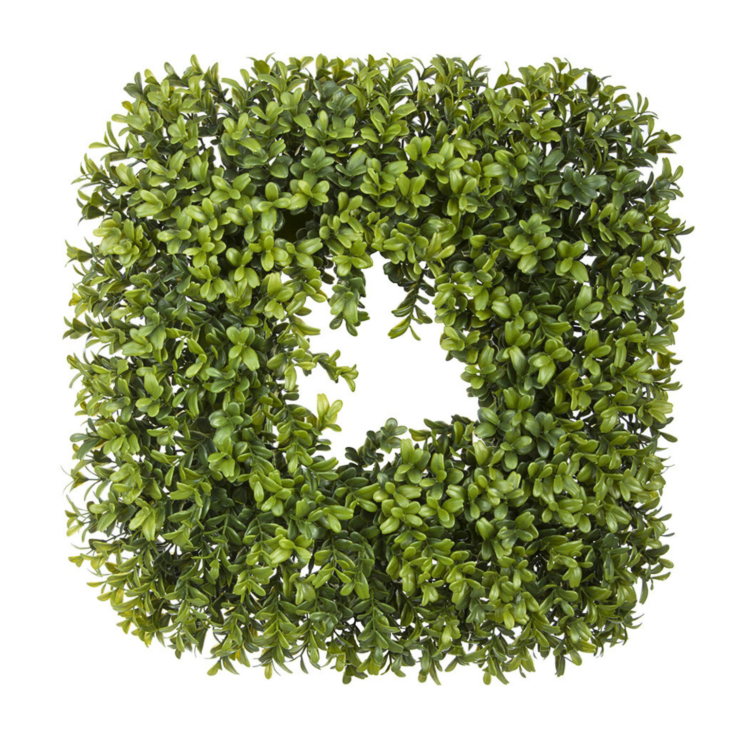 Artificial boxwood wreath on a white background