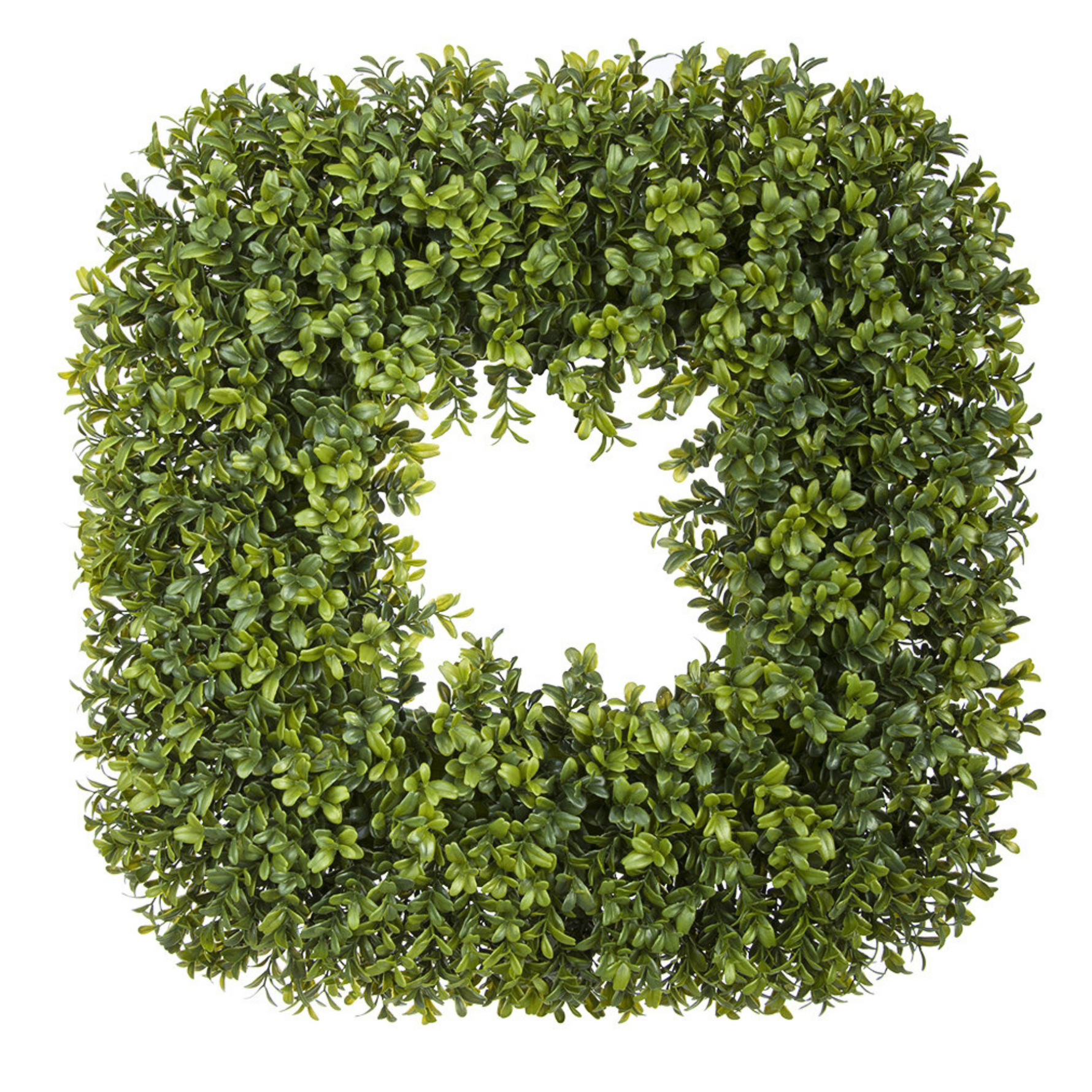 Artificial boxwood wreath on a white background
