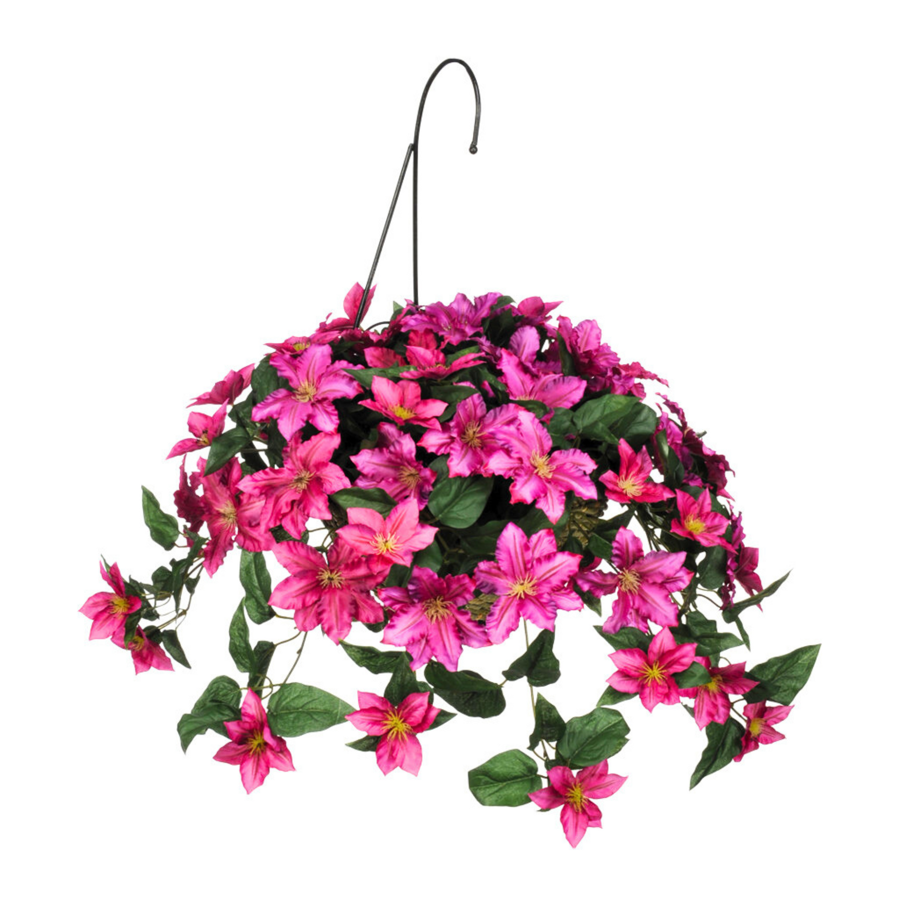 Artificial Clematis Hanging Basket - House of Silk Flowers®
 - Pink