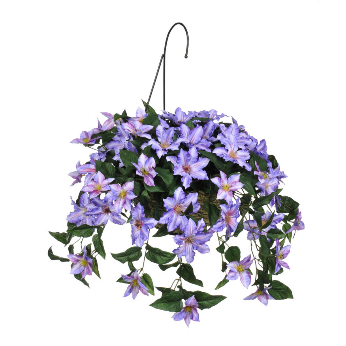 Artificial Clematis Hanging Basket - House of Silk Flowers®
 - Purple