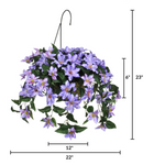Artificial Clematis Hanging Basket - House of Silk Flowers®
 - Purple measurements