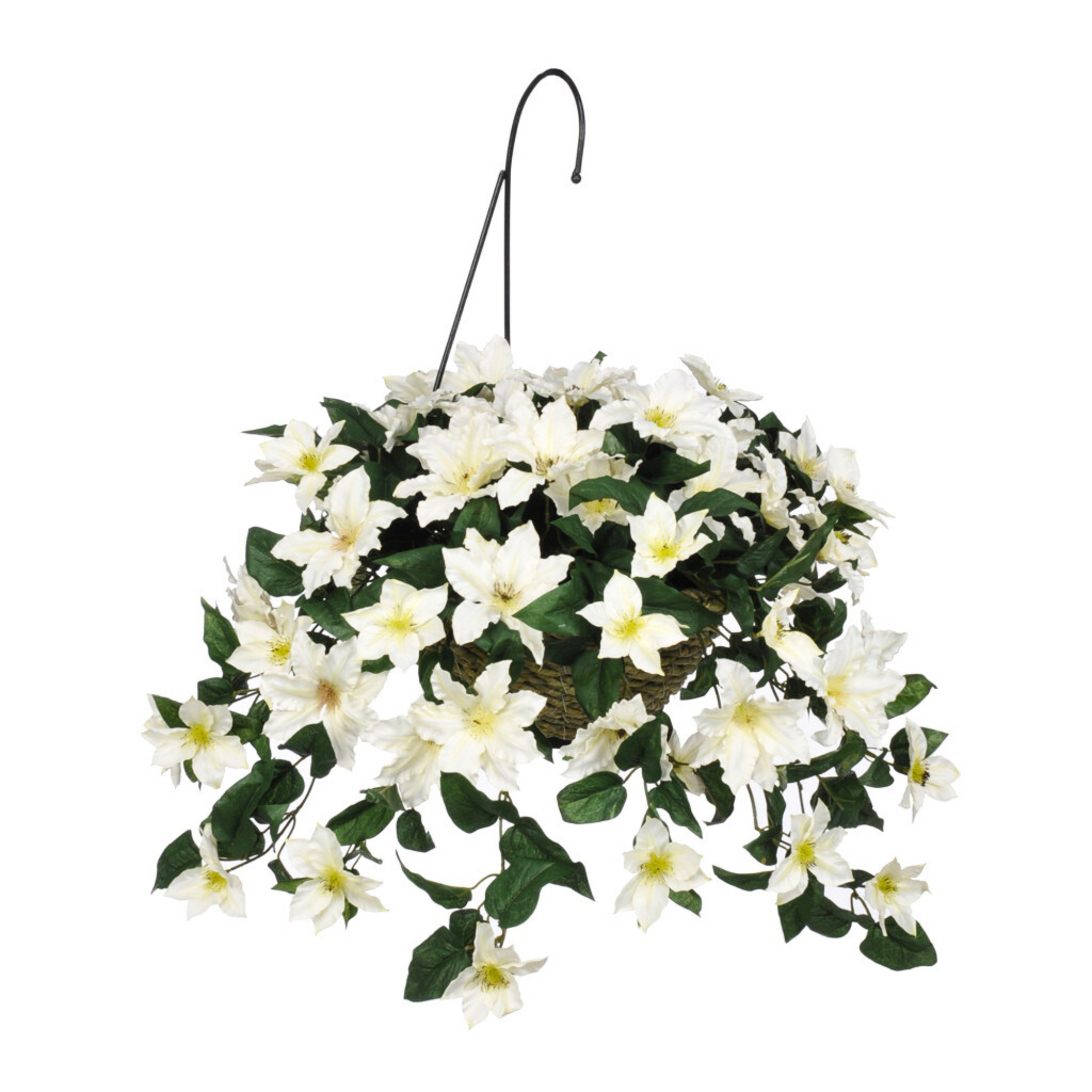Artificial Clematis Hanging Basket - House of Silk Flowers®
 - White