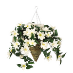 Artificial Clematis Hanging Basket - House of Silk Flowers®
 - White