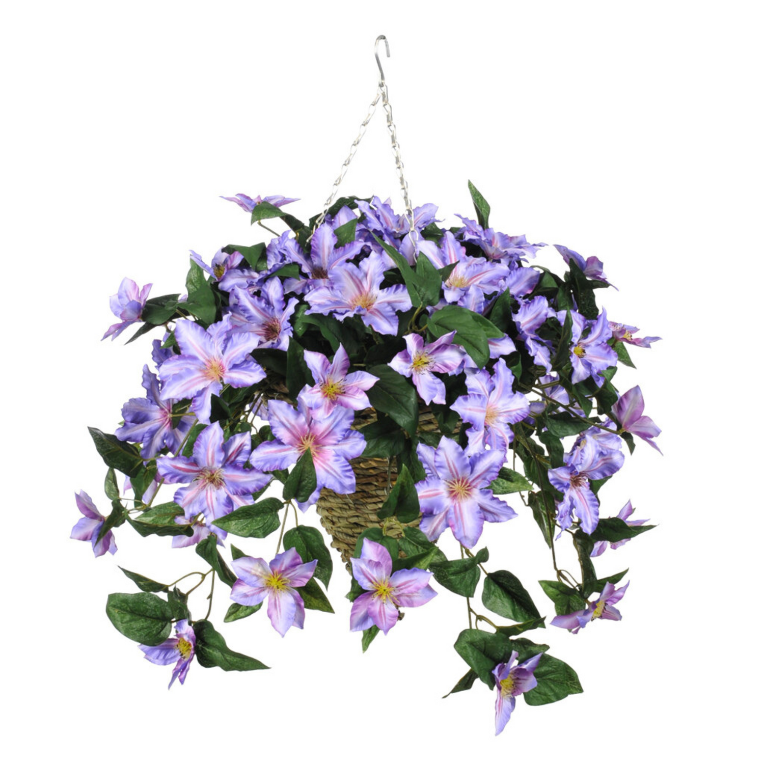 Artificial Clematis Hanging Basket - House of Silk Flowers®
 - Purple