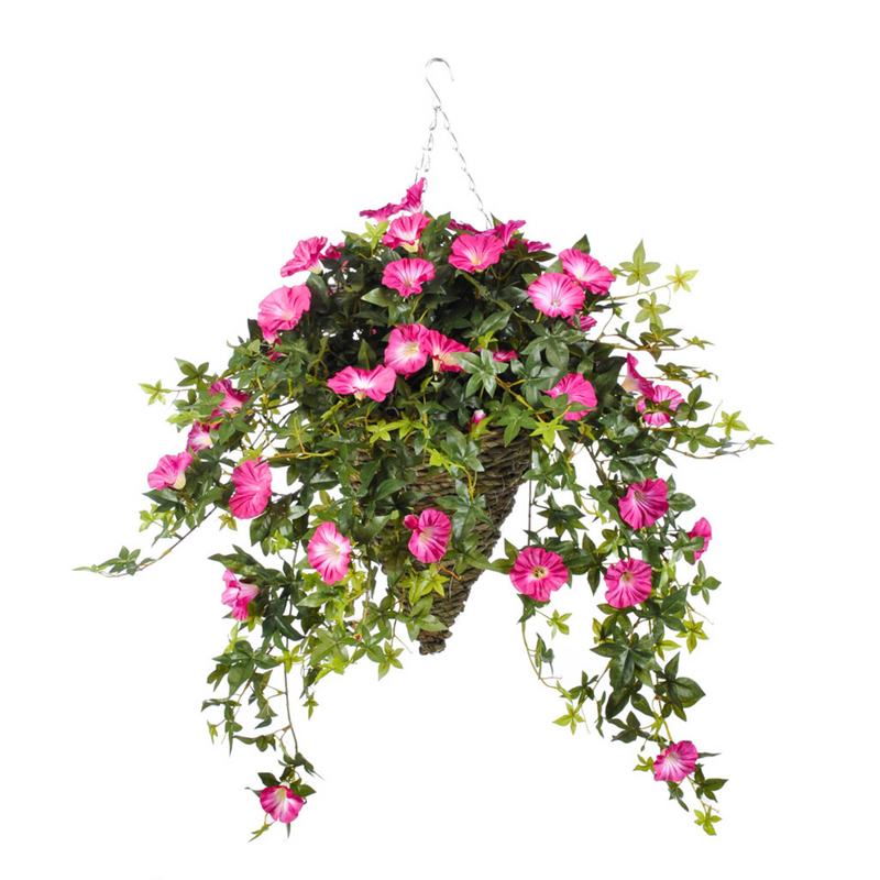 Artificial Morning Glory Hanging Basket - House of Silk Flowers®
 - Pink