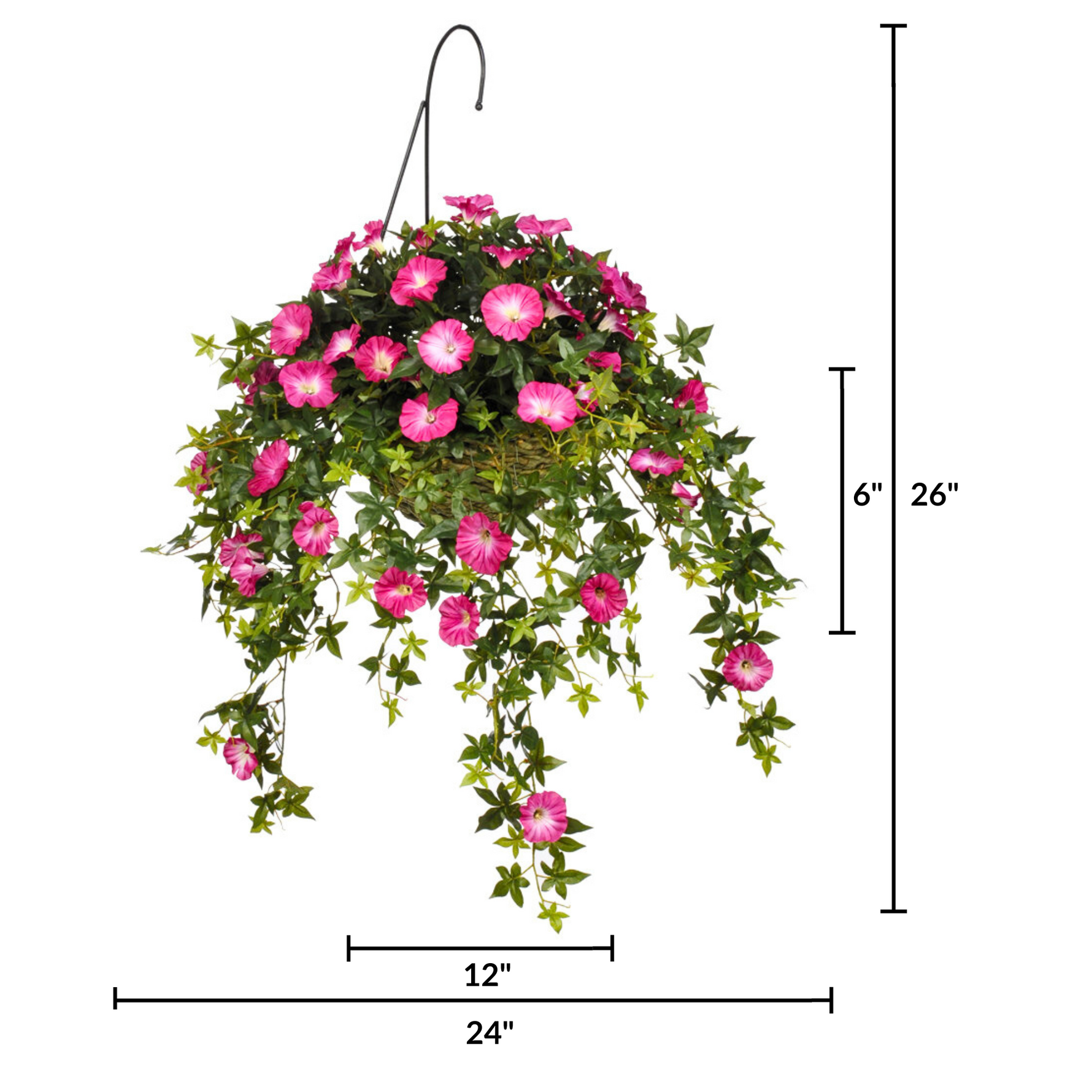 Artificial Morning Glory Hanging Basket - House of Silk Flowers®
 - Measurements