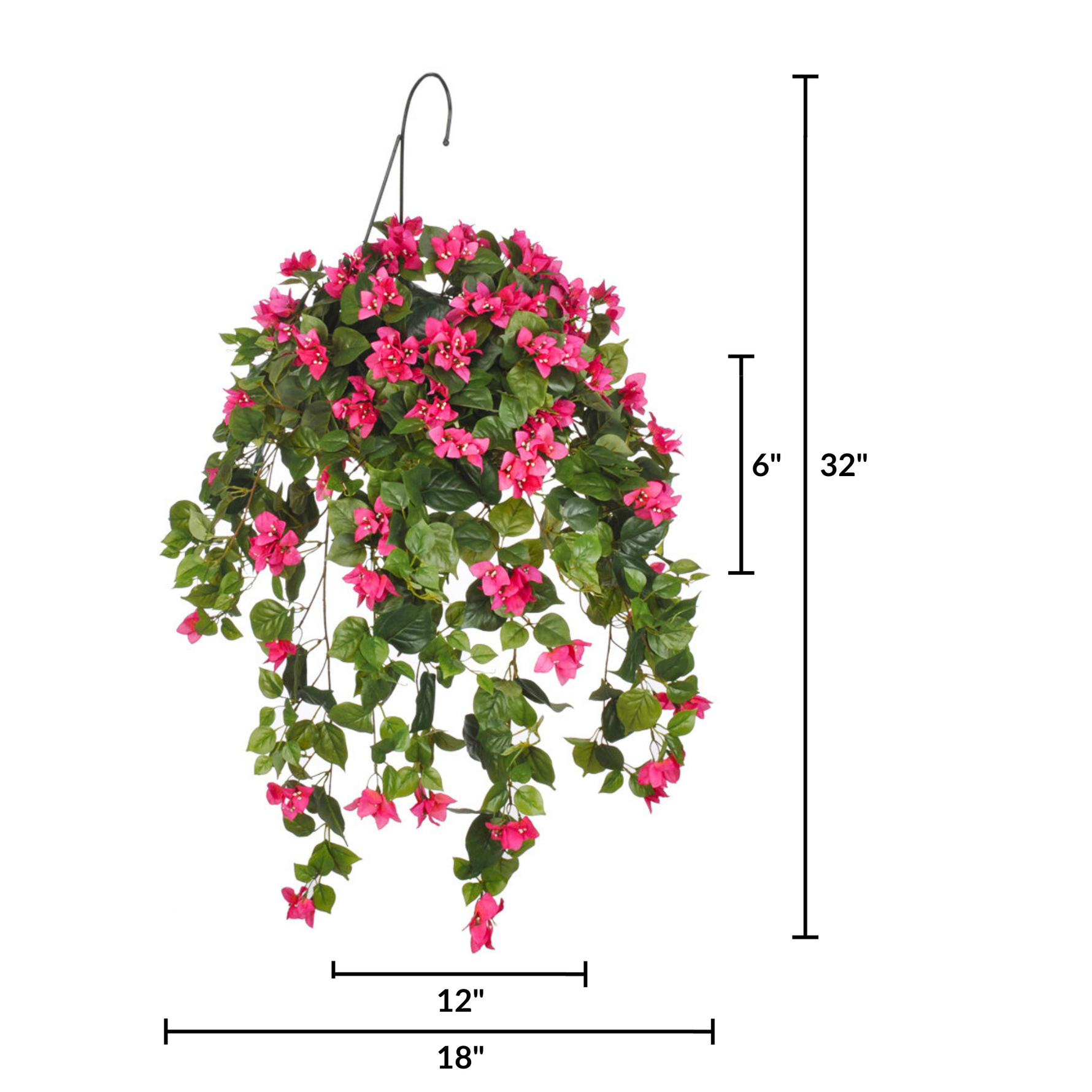 Artificial Bougainvillea Hanging Basket - House of Silk Flowers®
 - measurements