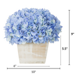 Artificial Hydrangea in White-Washed Wood Cube