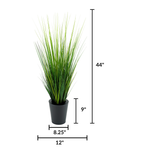 Faux Grass in Black Zinc Vessel with Measurements
