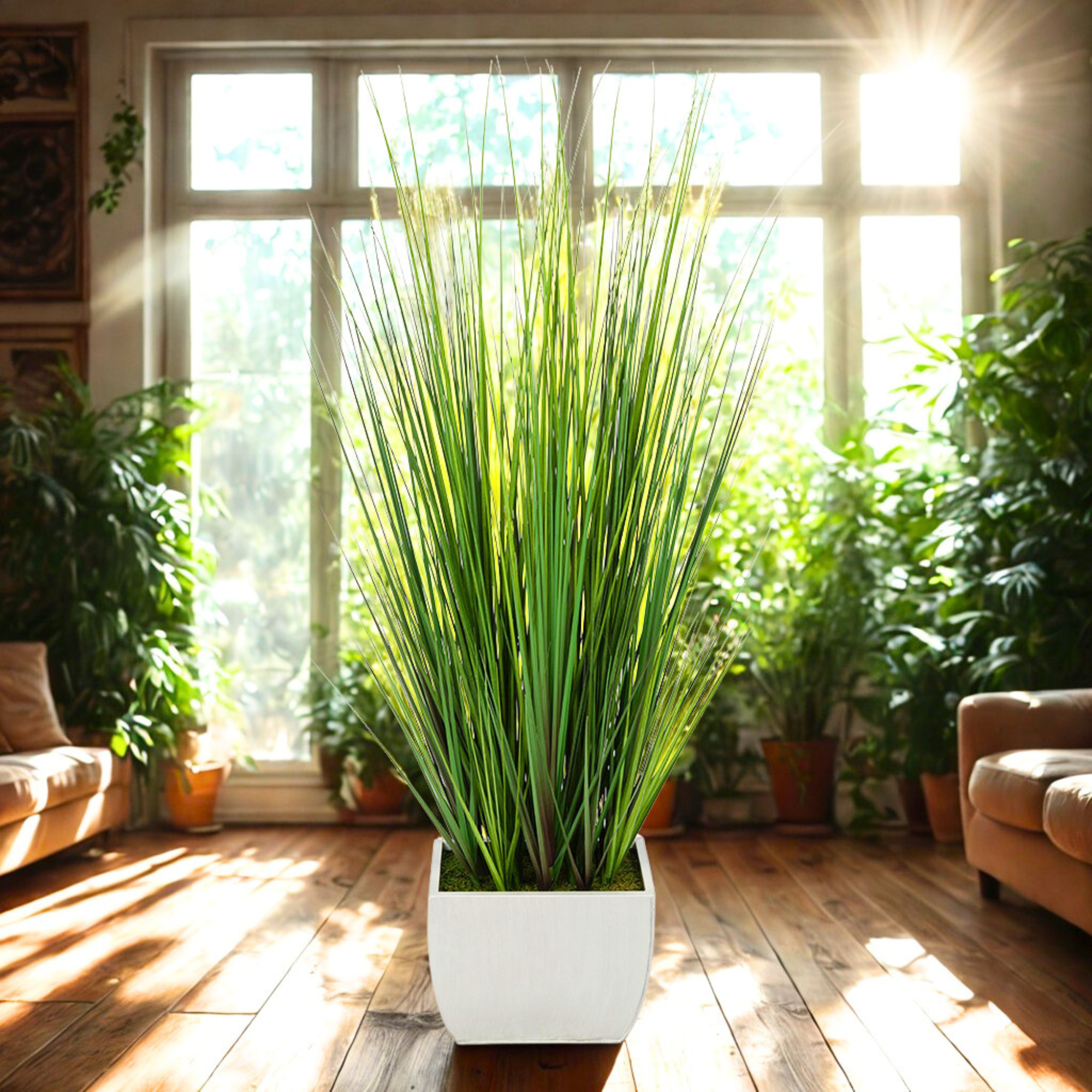 Faux 44-inch Grass in Large Rectangle Zinc