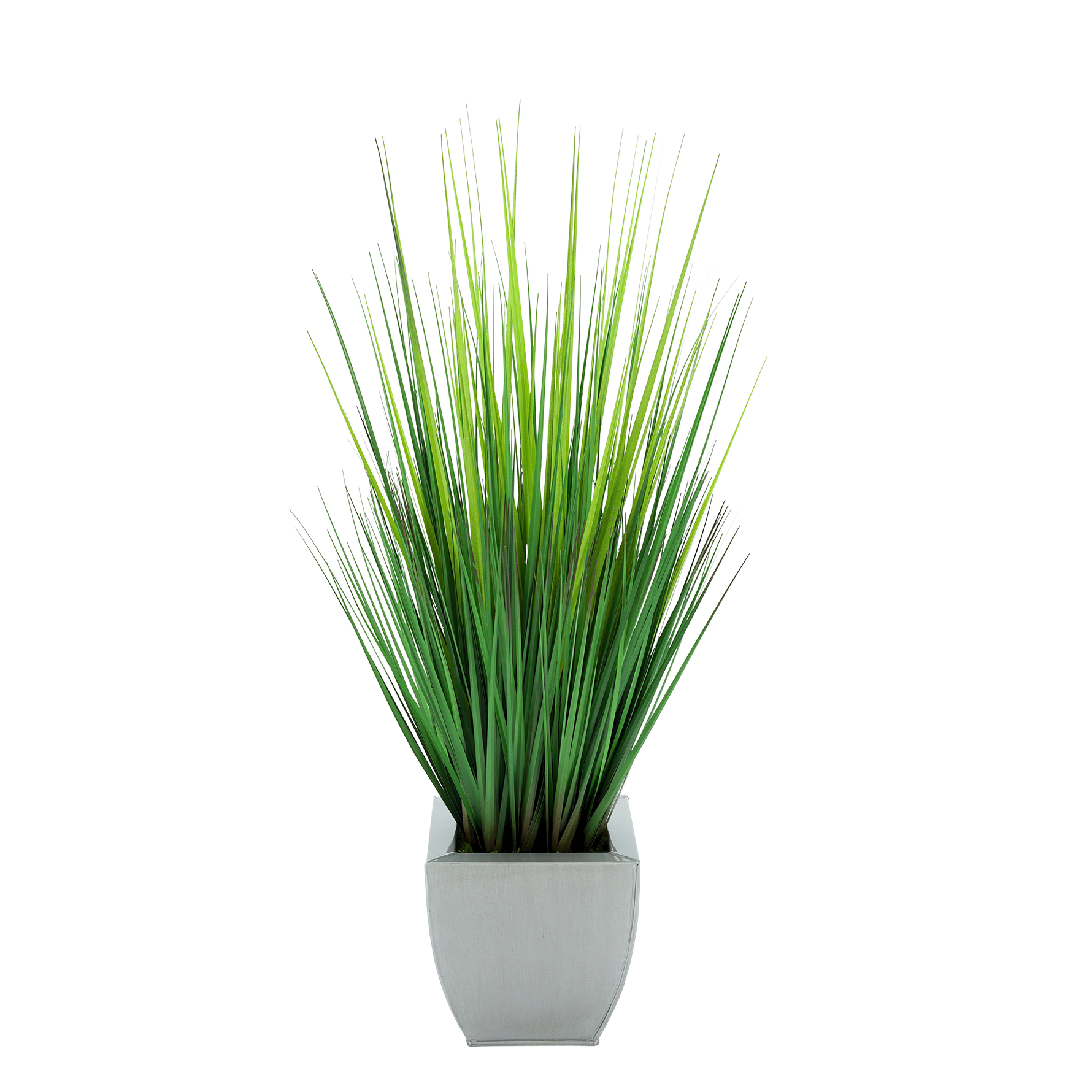 Faux Grass in Silver Tapered Zinc Cube