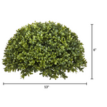 Artificial boxwood bush with dimensions on a white background