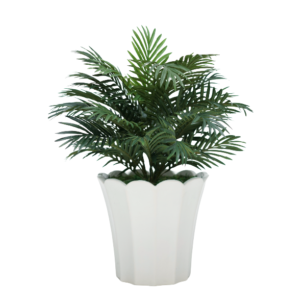 29" Parlor Palm in Glossy White Ceramic