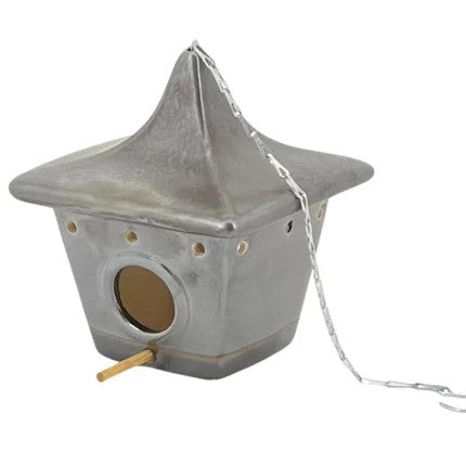 Bronze 9in Square Pagoda Ceramic Birdhouse