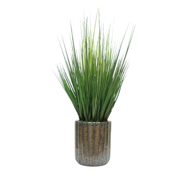 30" Grass in Glazed Black Ceramic