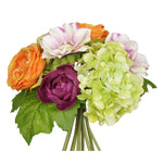 Artificial 10" Orange/Purple/Green Hydrangea/Rose/Dahlia Bouquet - House of Silk Flowers®
 - 2