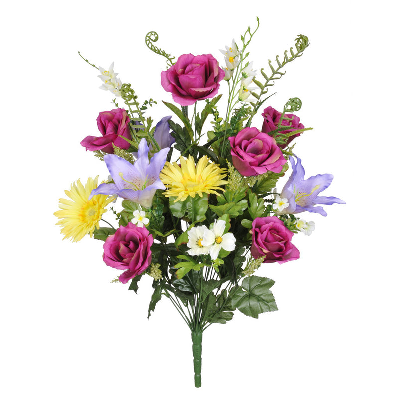 Artificial 25" Rose/Gerbera Daisy/Lily Bush - House of Silk Flowers®
 - 1