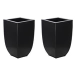 Rounded Taper Square Small Zinc Vase - Set of 2