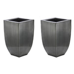 Rounded Taper Square Small Zinc Vase - Set of 2
