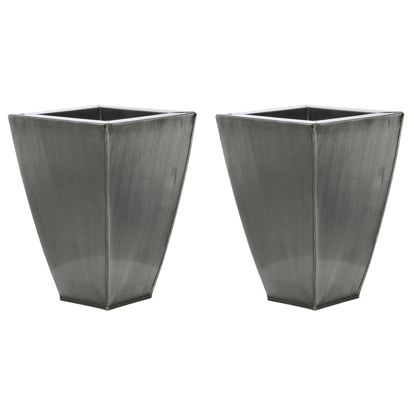 Tapered Square Small Zinc Vase - Set of 2