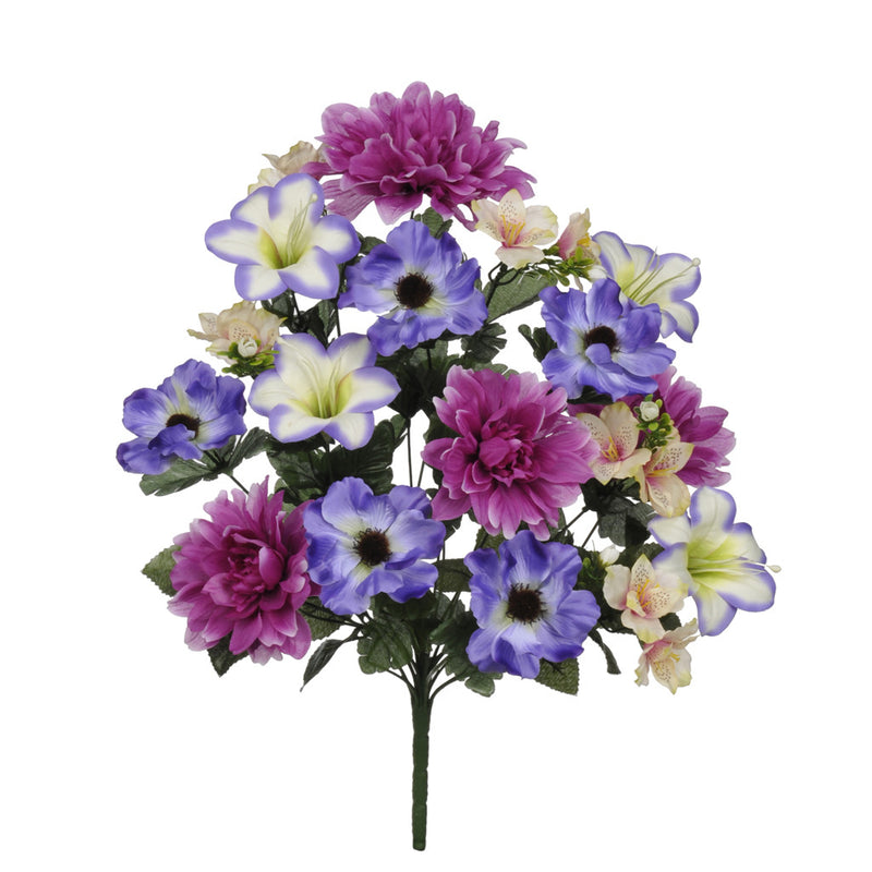 Artificial 22" Violet/Purple Dahlia/Lily/Anemone Bush - House of Silk Flowers®
