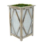 Large Tall Diamond Wood/Metal Planter Pot-in-a-Pot