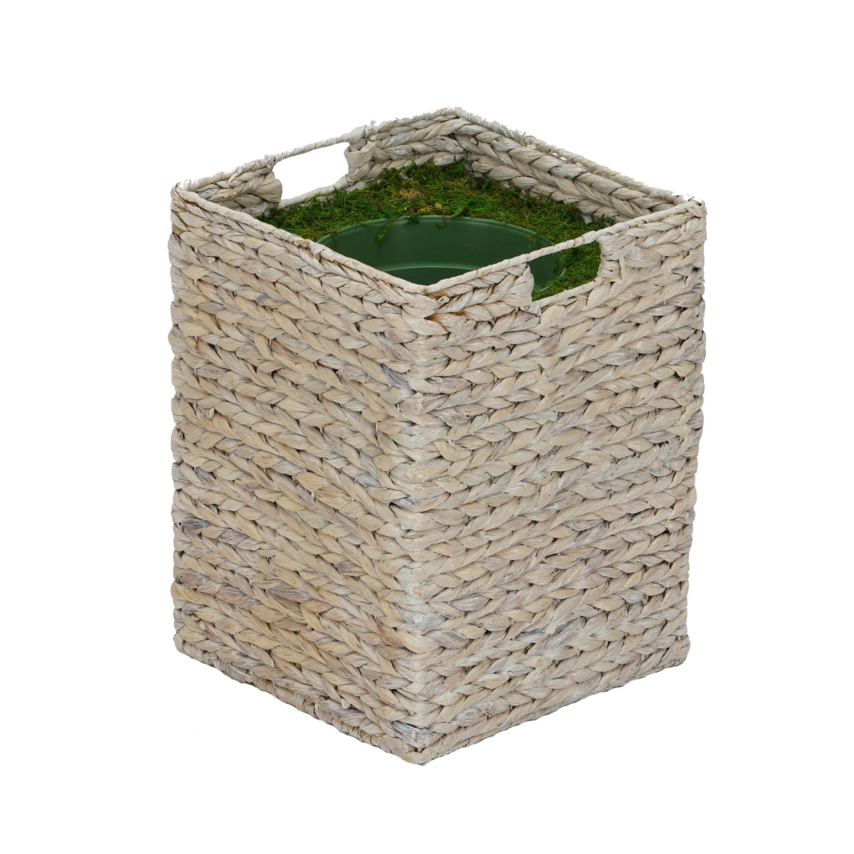 Large Square Water Hyacinth Basket Planter Pot-in-a-Pot