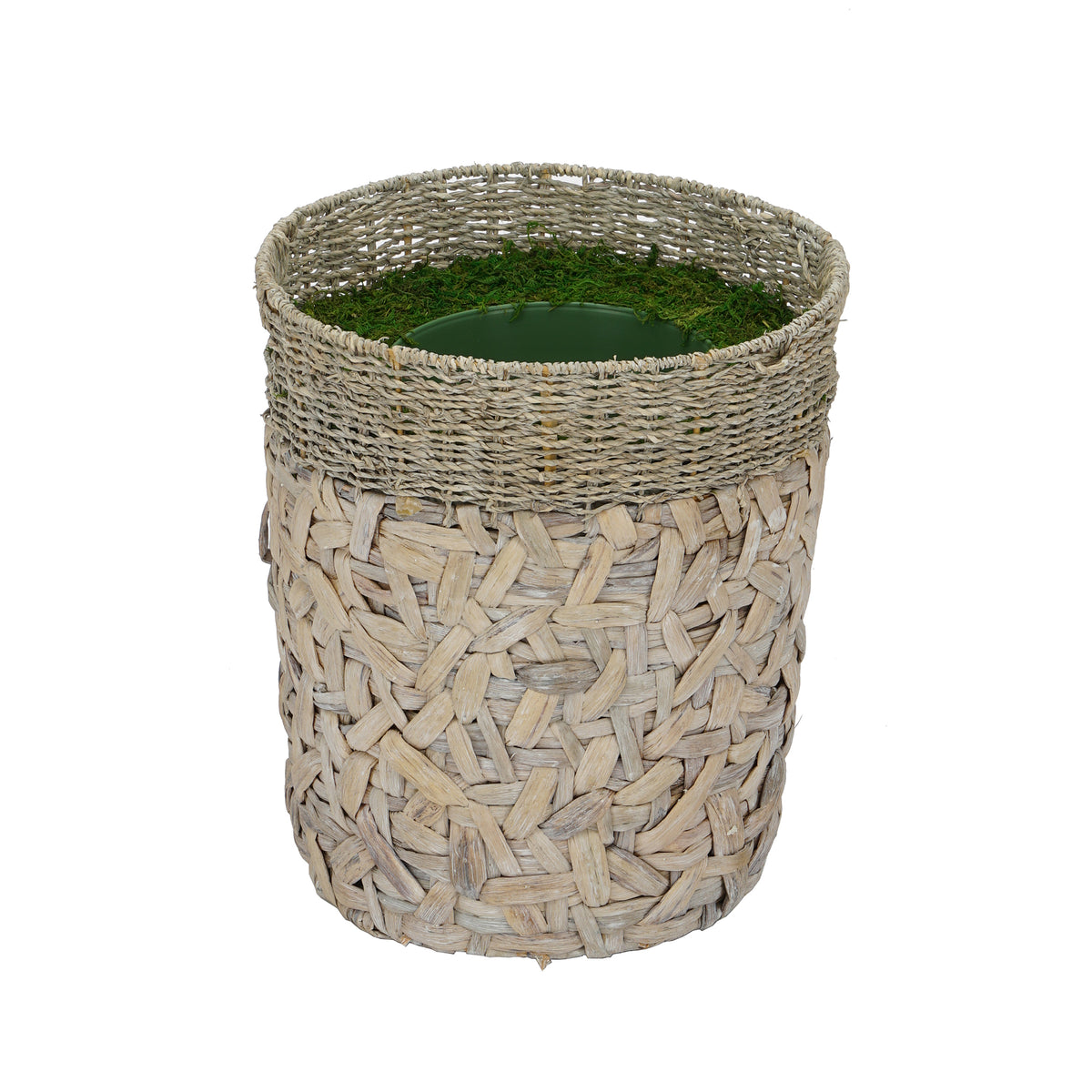 Large Mixed Seagrass/Water Hyacinth Basket Planter Pot-in-a-Pot