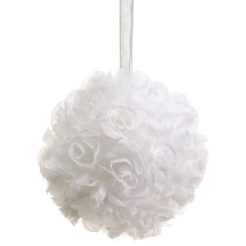 Artificial 6" White Rose Ball (Set of 2) - House of Silk Flowers®
