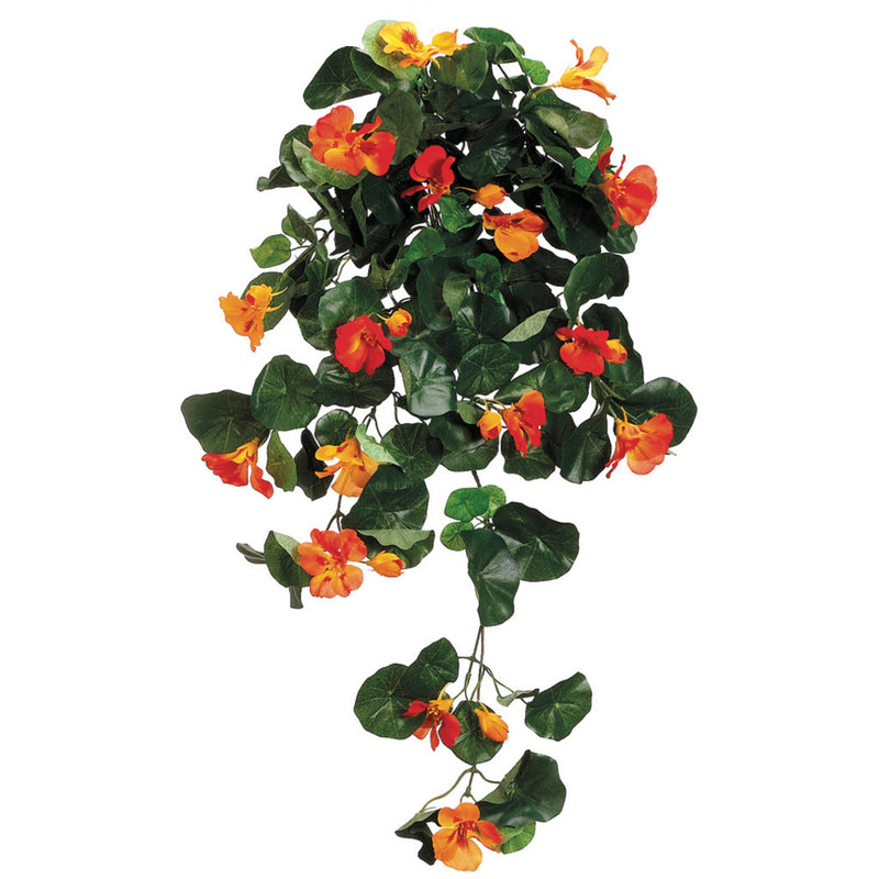 Artificial 26-inch Orange Nasturtium Trailing Bush (Set of 6)