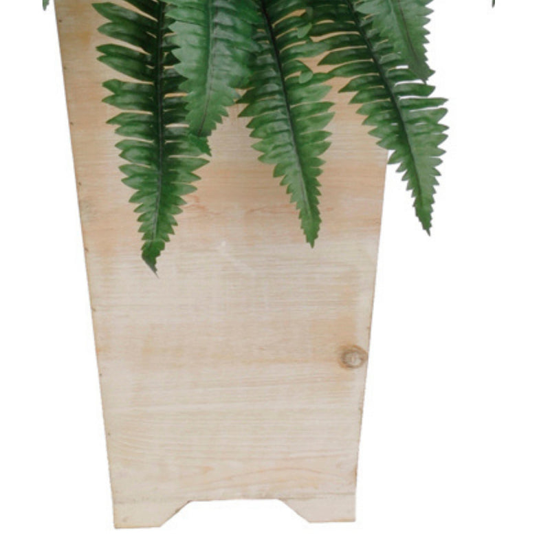 Artificial Fern in Washed Wood Planter
