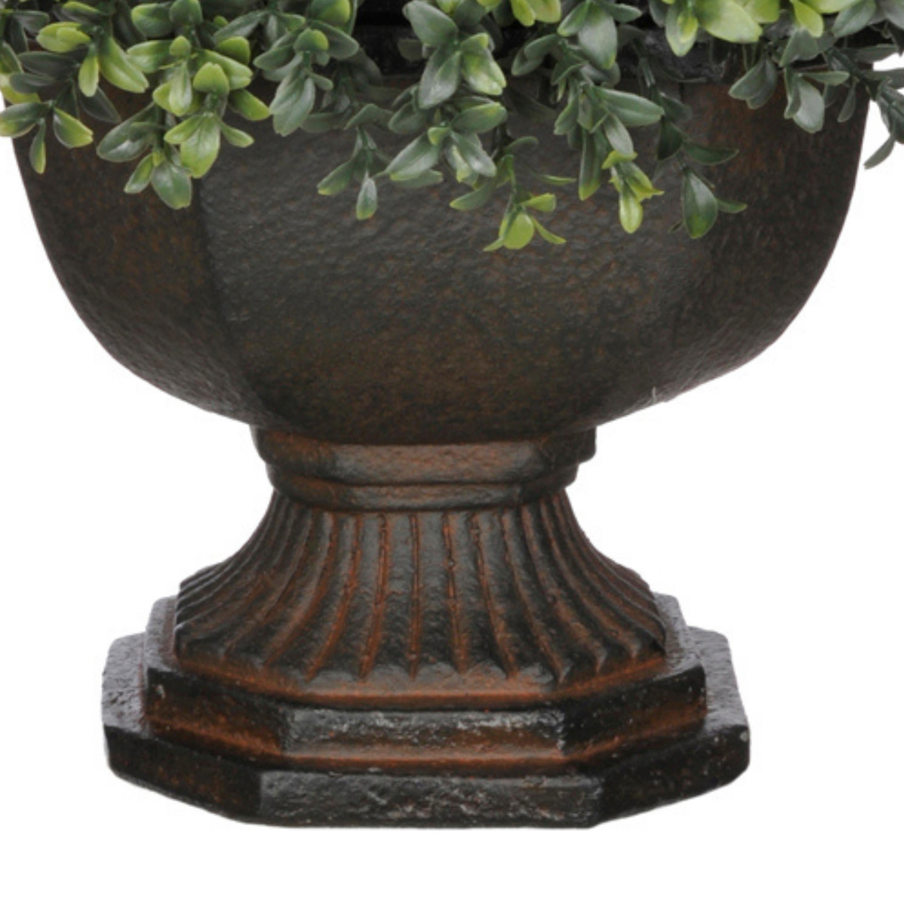 Artificial Half-Ball Boxwood Topiary in Garden Urn – House