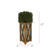 Faux Boxwood Square Topiary in Crisscross Tall Wood/Metal