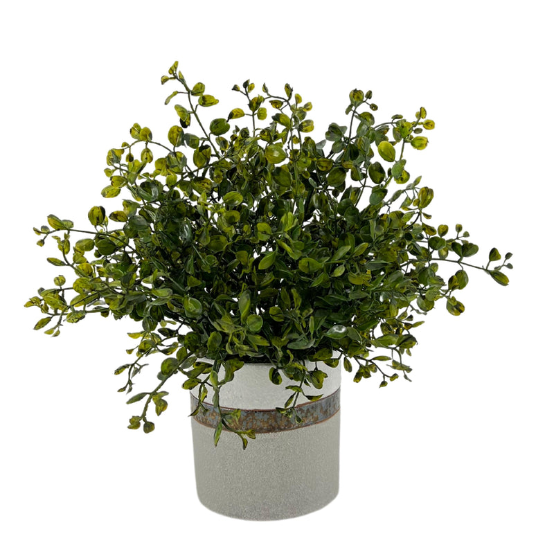 Faux Eucalyptus in White/Bronze/Grey Ceramic Vase
