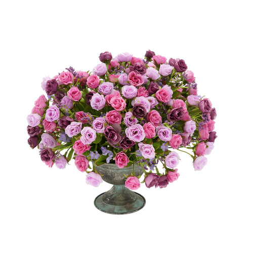 Shabby Chic® Purple/Lavender Mini Roses in Verdigris Metal Urn