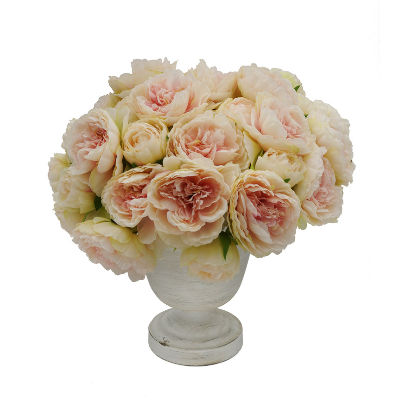 Shabby Chic® Light Pink Peonies in Distressed White Metal Urn